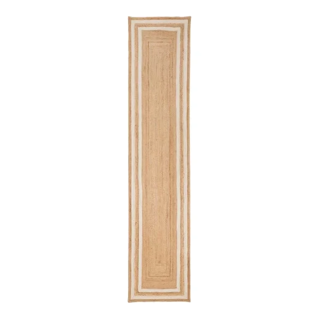 White Jute Braided Handmade Bohemian Runner – 2.5×6 Ft.
