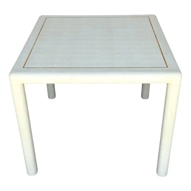 White Lizard Leather & Chrome Parsons Games Table, Attributed Karl Springer