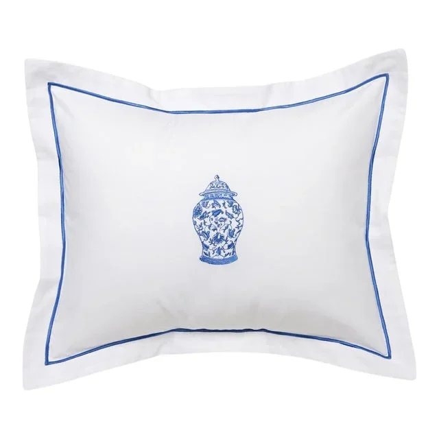 Wide Ginger Jar Boudoir Pillow Cover, Embroidered