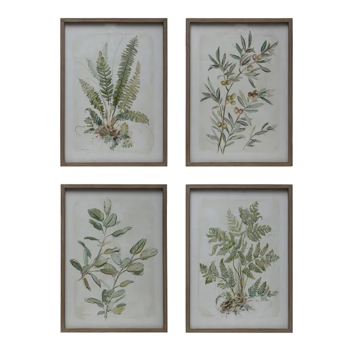 Wood Framed Glass Wall Décor w/ Botanical Print, 4 Styles DF6782A by Creative Co-Op at Old Brick Furniture & Mattress Co.