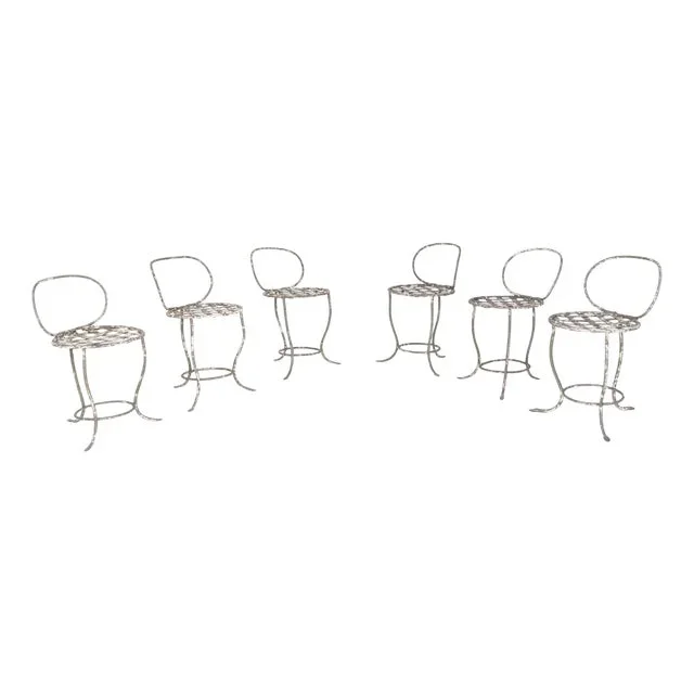 Wrought Iron Garden Chairs, Italy, 1950s, Set of 6