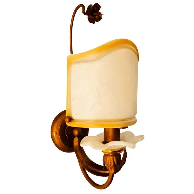 Wrought Iron Wall Light with Glass Fan