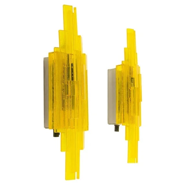 Yellow Acrylic Wall Lamps by Claus Bolby for Cebo Industri, 1960s, Set of 2