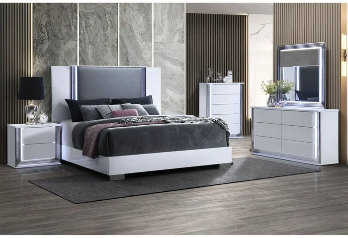 Ylime Smooth White Bed Group Fully Slatted