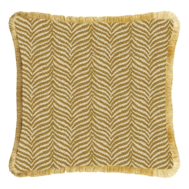 Zebra Yellow Fringed Cushion by lo decor