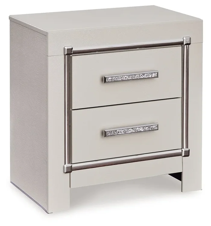Zyniden – Two Drawer Night Stand – Silver